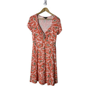 Tommy Bahama Floral Mini Dress Size Medium Orange Tropical Stretch Preppy Beach